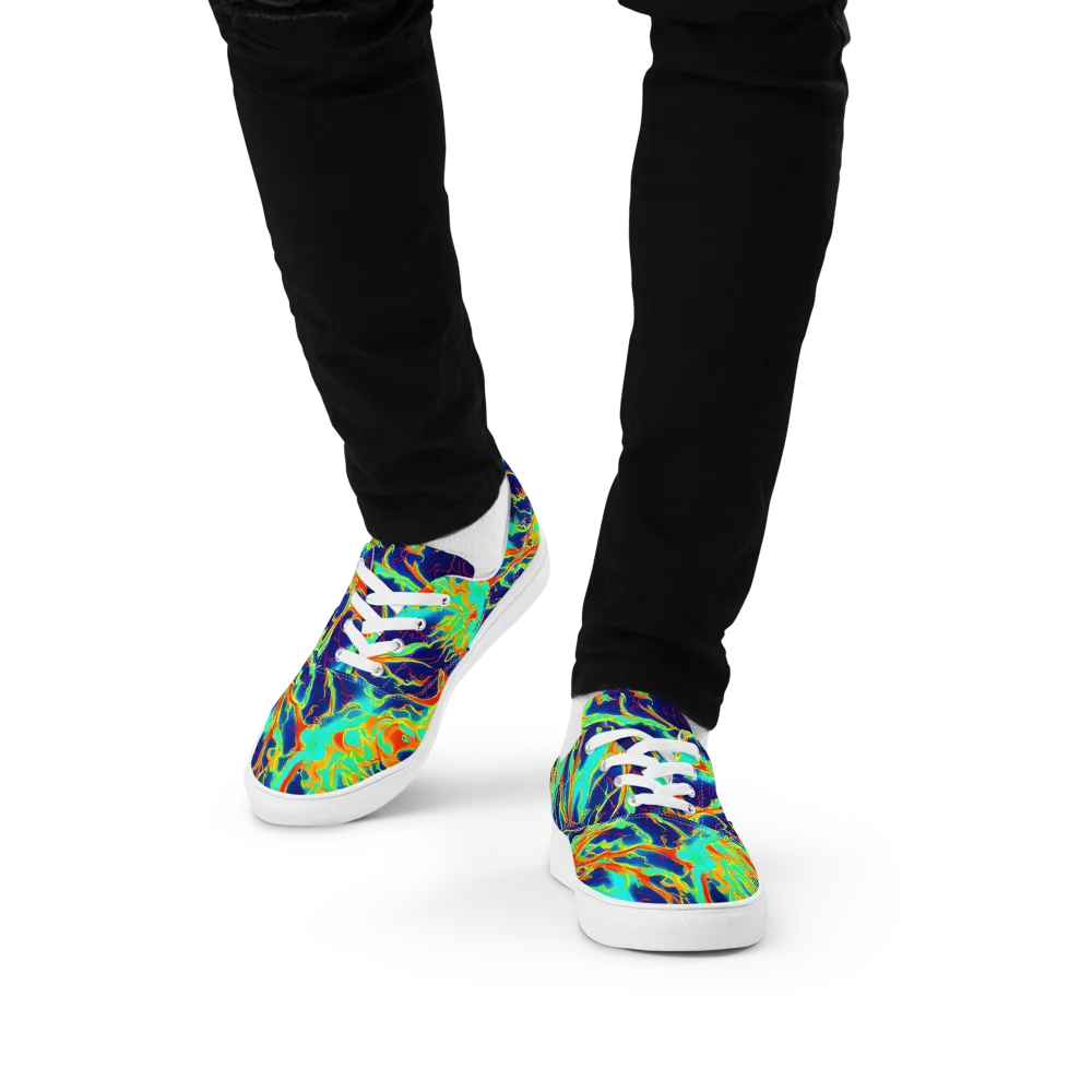 Prismatic Heat on Men's Lace-Up Canvas Shoes — Front
