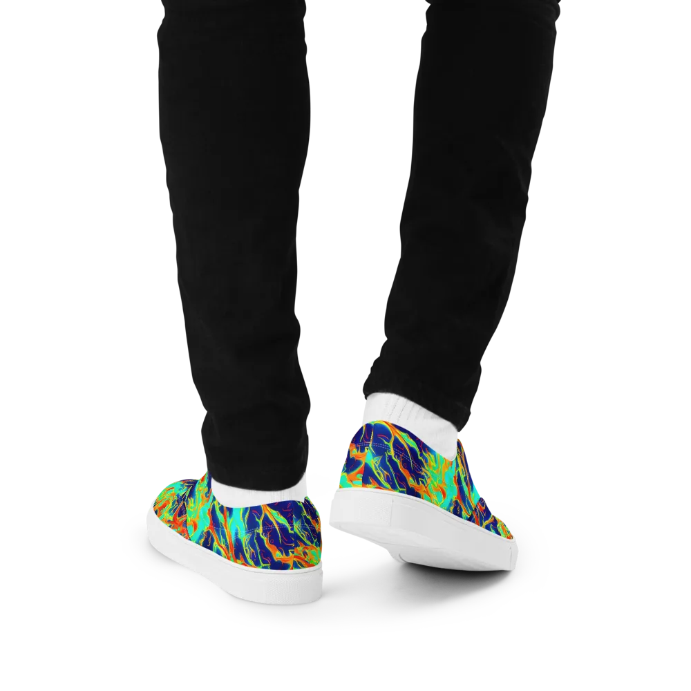 Prismatic Heat on Men's Lace-Up Canvas Shoes — Back