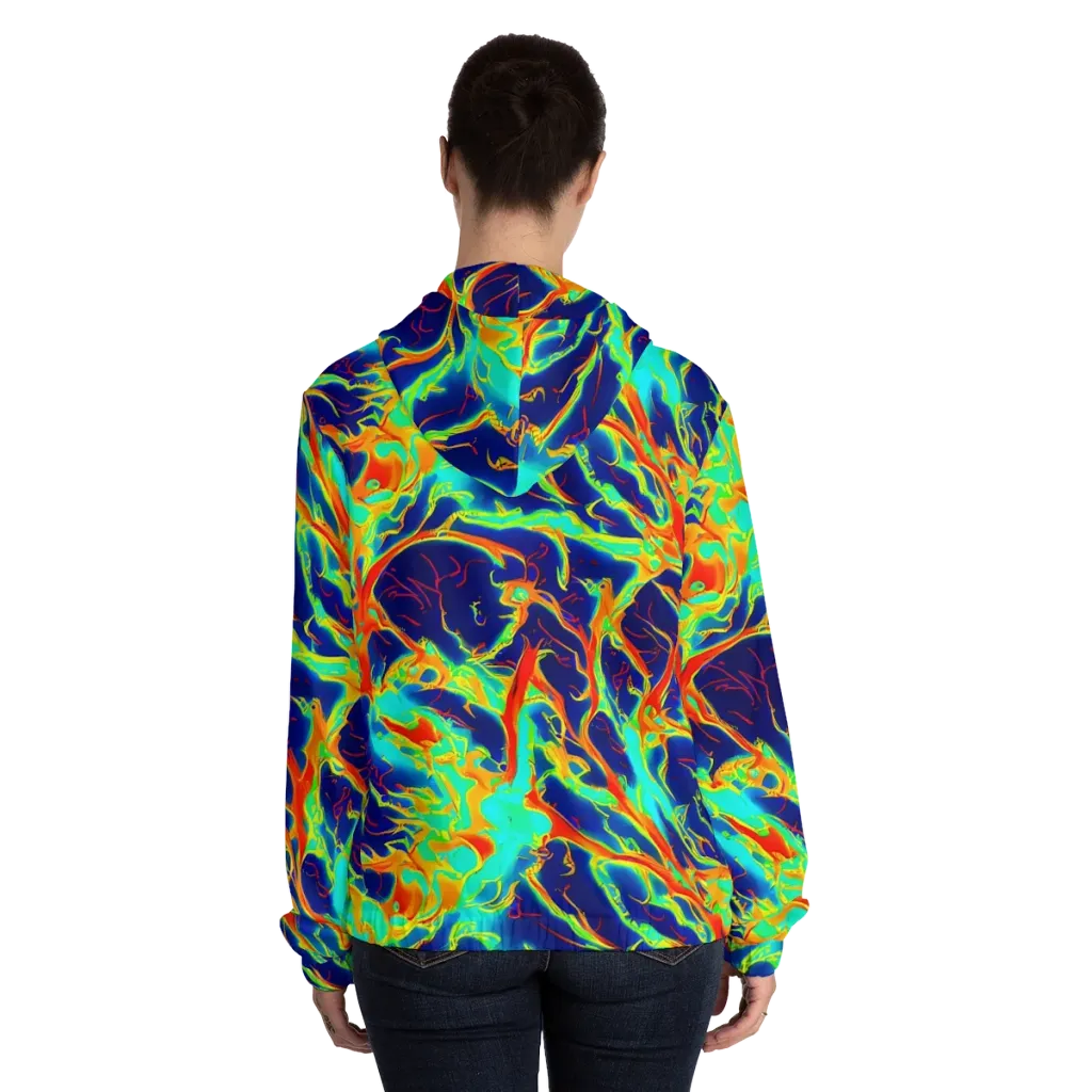 Prismatic Heat on Women's Full-Zip Hoodie — Back On Person