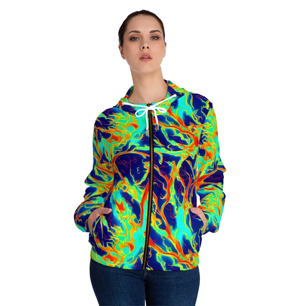 Prismatic Heat on Women's Full-Zip Hoodie — Front On Person