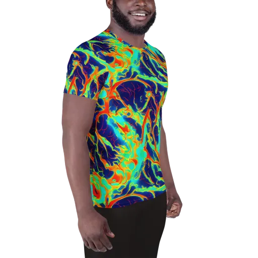 Prismatic Heat on a Men's Athletic T-Shirt