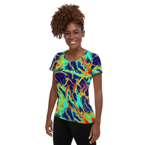 Prismatic Heat on a Women's Athletic T-Shirt