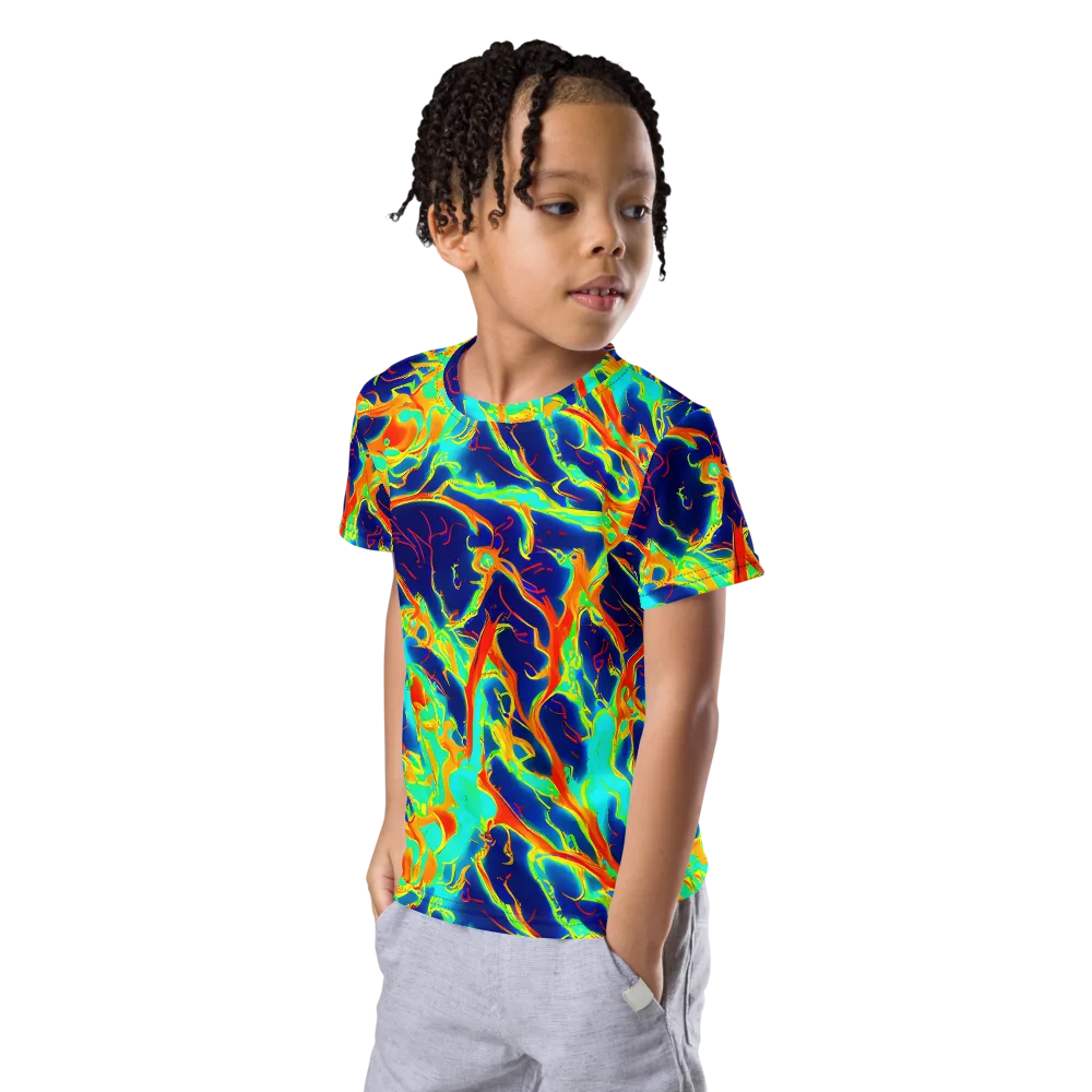 Prismatic Heat on Kids Crew Neck T-Shirt — Left Front