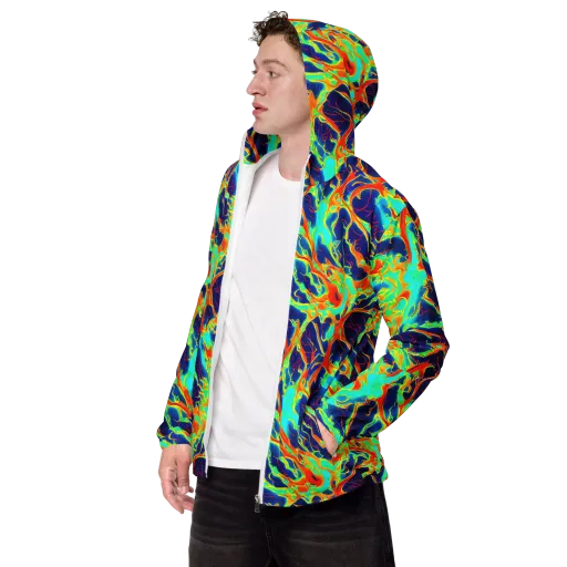Prismatic Heat on a Men's Windbreaker