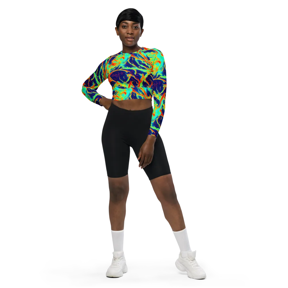 Prismatic Heat on Long Sleeve Crop Top — Front