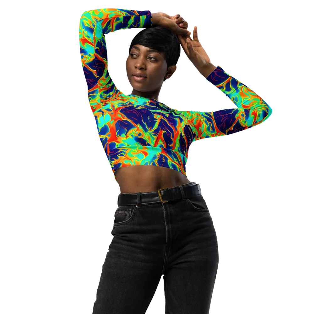 Prismatic Heat on Long Sleeve Crop Top — Front