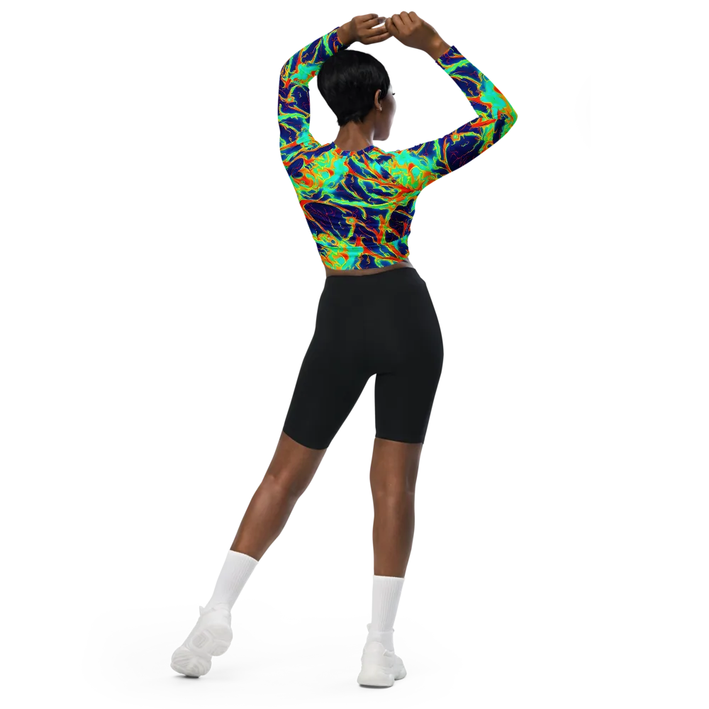 Prismatic Heat on Long Sleeve Crop Top — Back