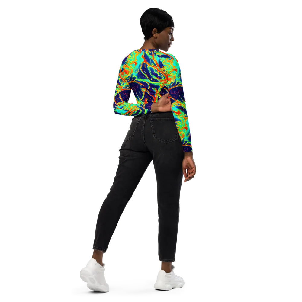 Prismatic Heat on Long Sleeve Crop Top — Right Back