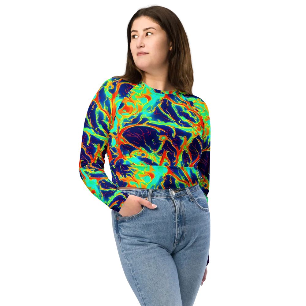 Prismatic Heat on Long Sleeve Crop Top — Front
