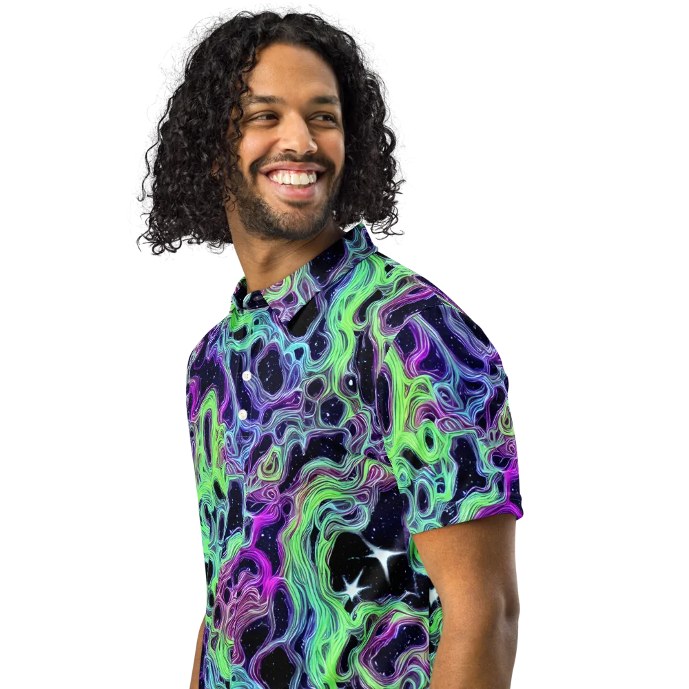Celestial Molten on Men's Slim Fit Polo Shirt — Left Front