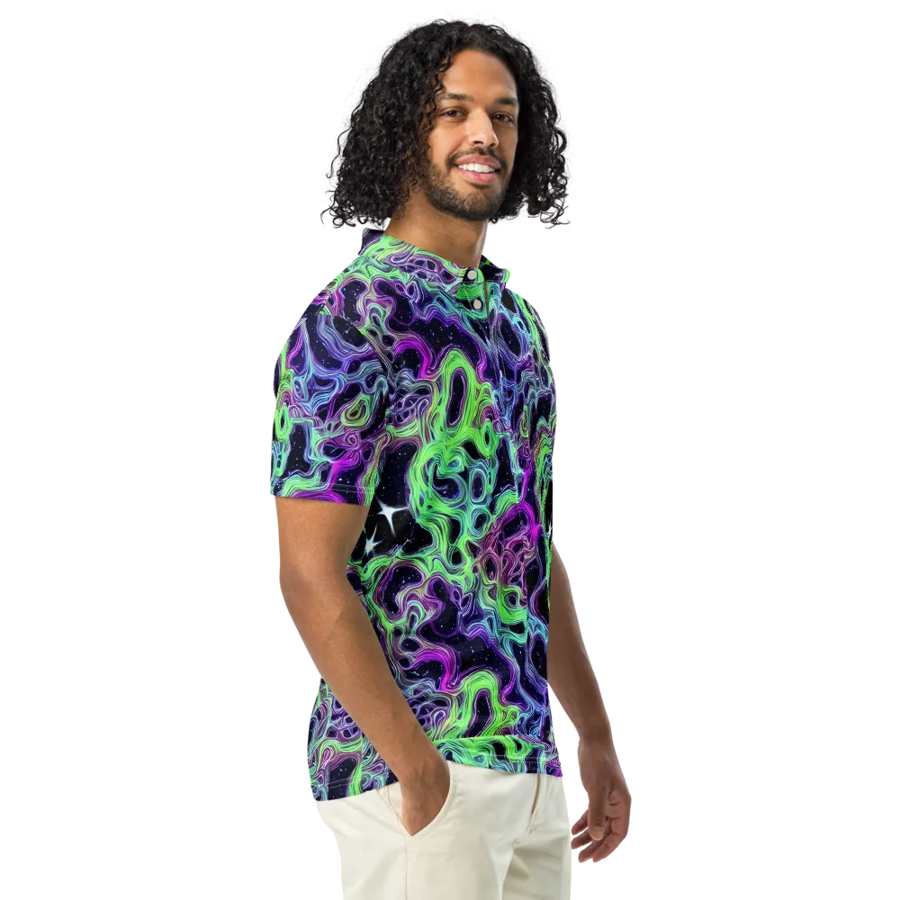 Celestial Molten on Men's Slim Fit Polo Shirt — Right Front