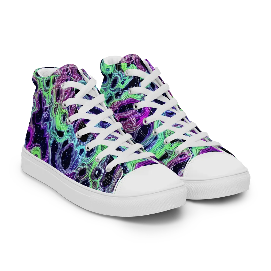 Celestial Molten on Men's High Top Canvas Shoes — Right Front