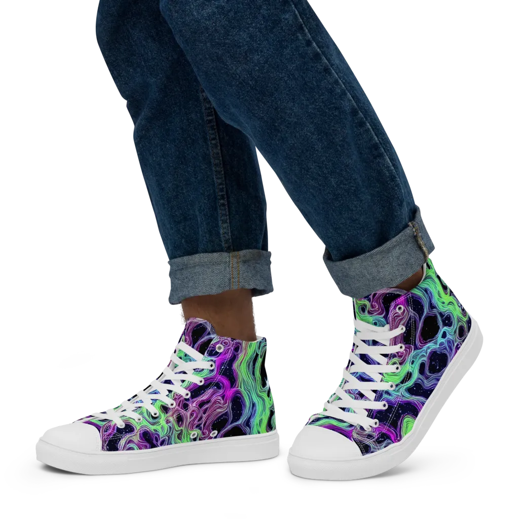 Celestial Molten on Men's High Top Canvas Shoes — Left
