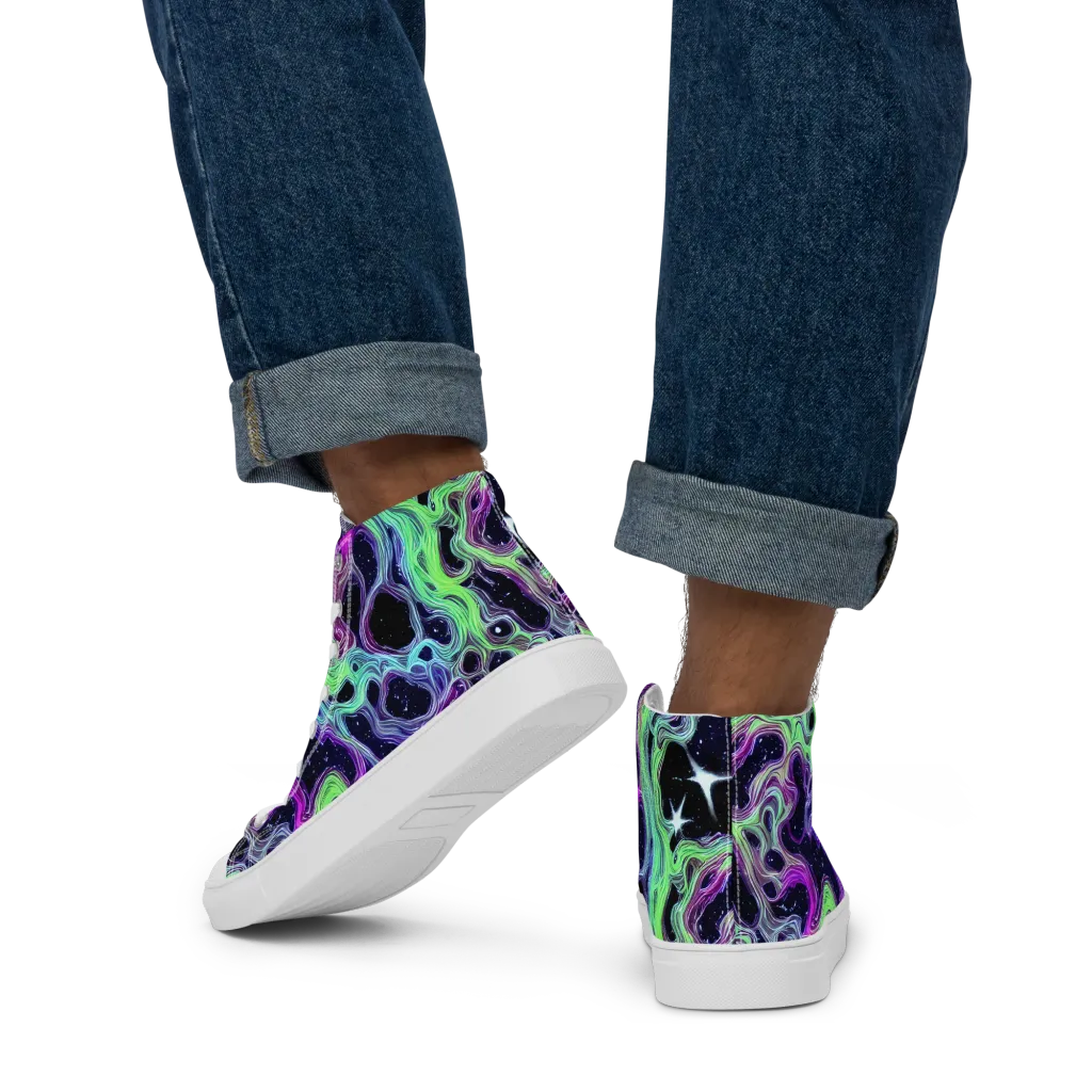 Celestial Molten on Men's High Top Canvas Shoes — Back