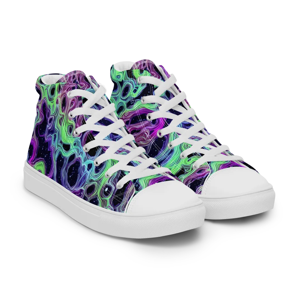 Celestial Molten on Women's High Top Canvas Shoes — Right Front