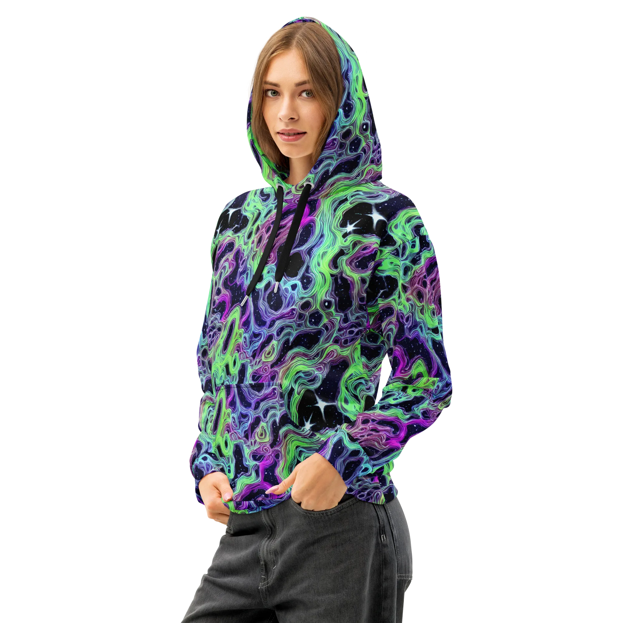 Celestial Molten on Cotton Hoodie — Left Front