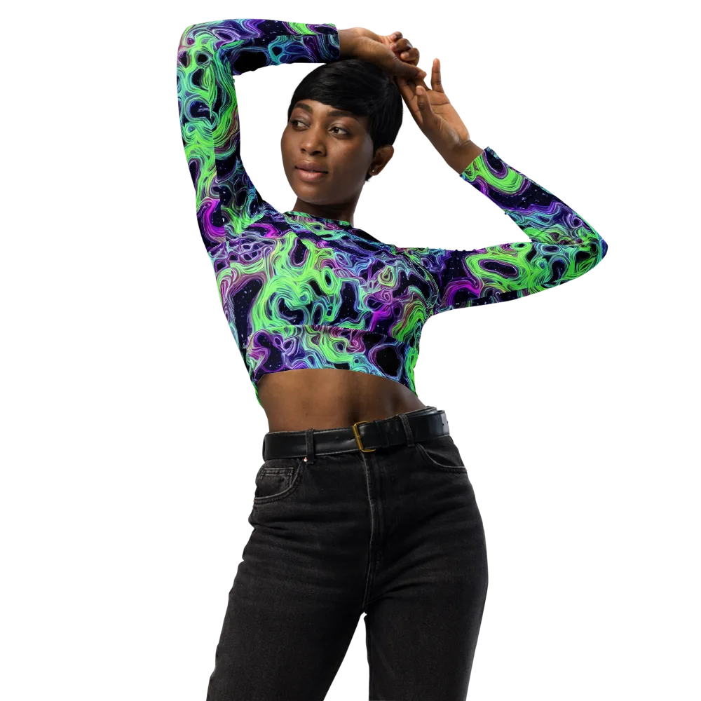 Celestial Molten on Long Sleeve Crop Top — Front