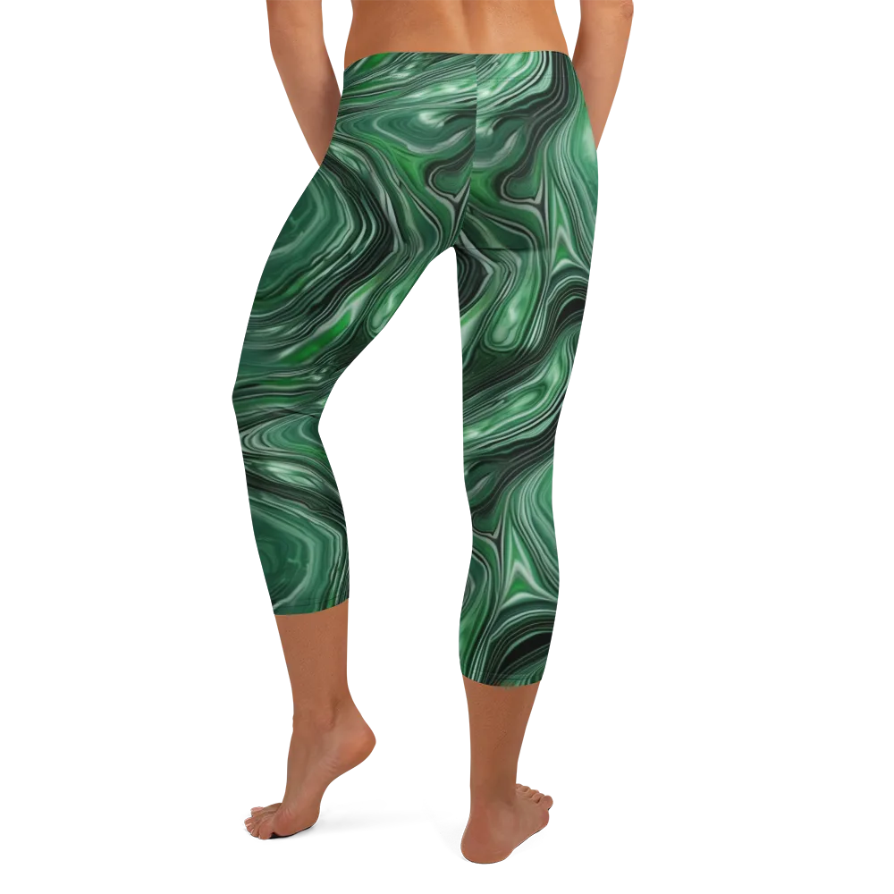 Emerald Vortex on Capri Leggings — Back