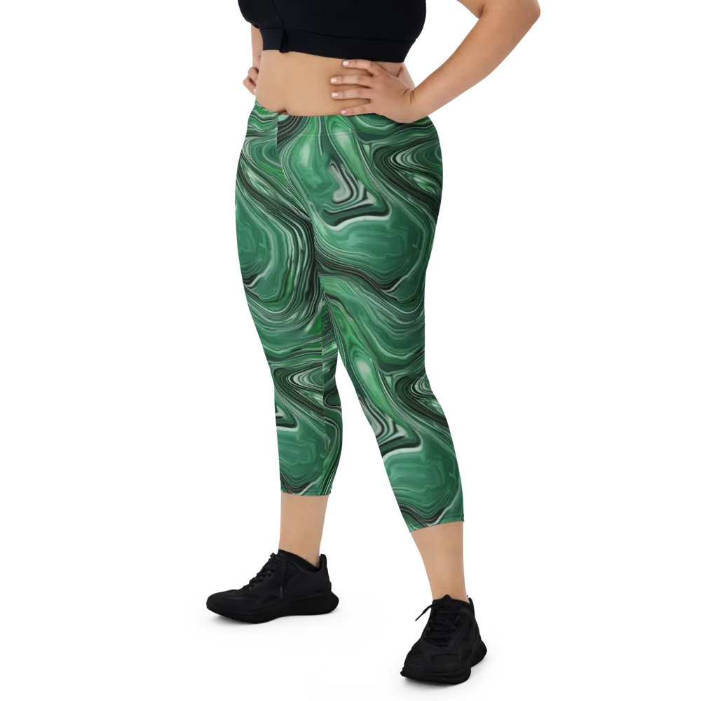 Emerald Vortex on Capri Leggings — Front