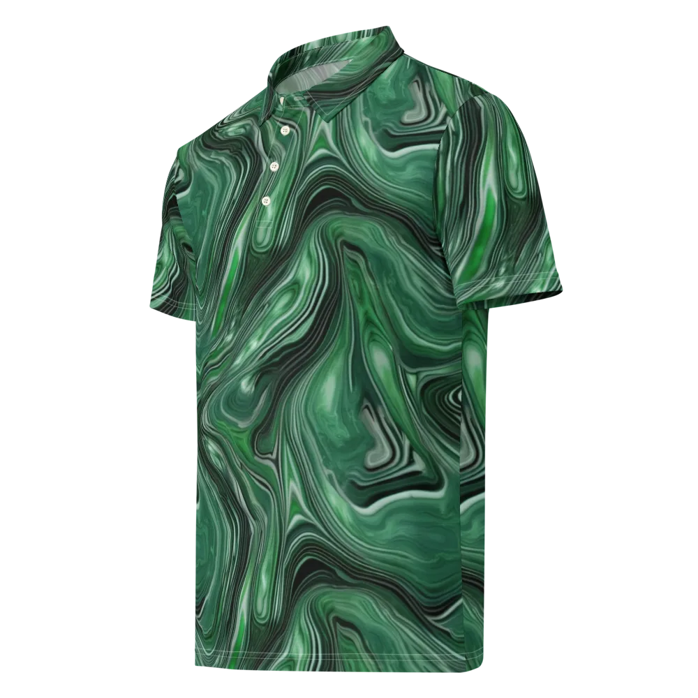 Emerald Vortex on Men's Slim Fit Polo Shirt — Left Front
