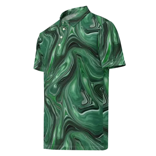 Emerald Vortex on a Men's Slim Fit Polo Shirt