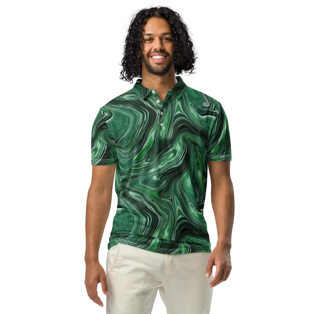 Emerald Vortex on Men's Slim Fit Polo Shirt — Front