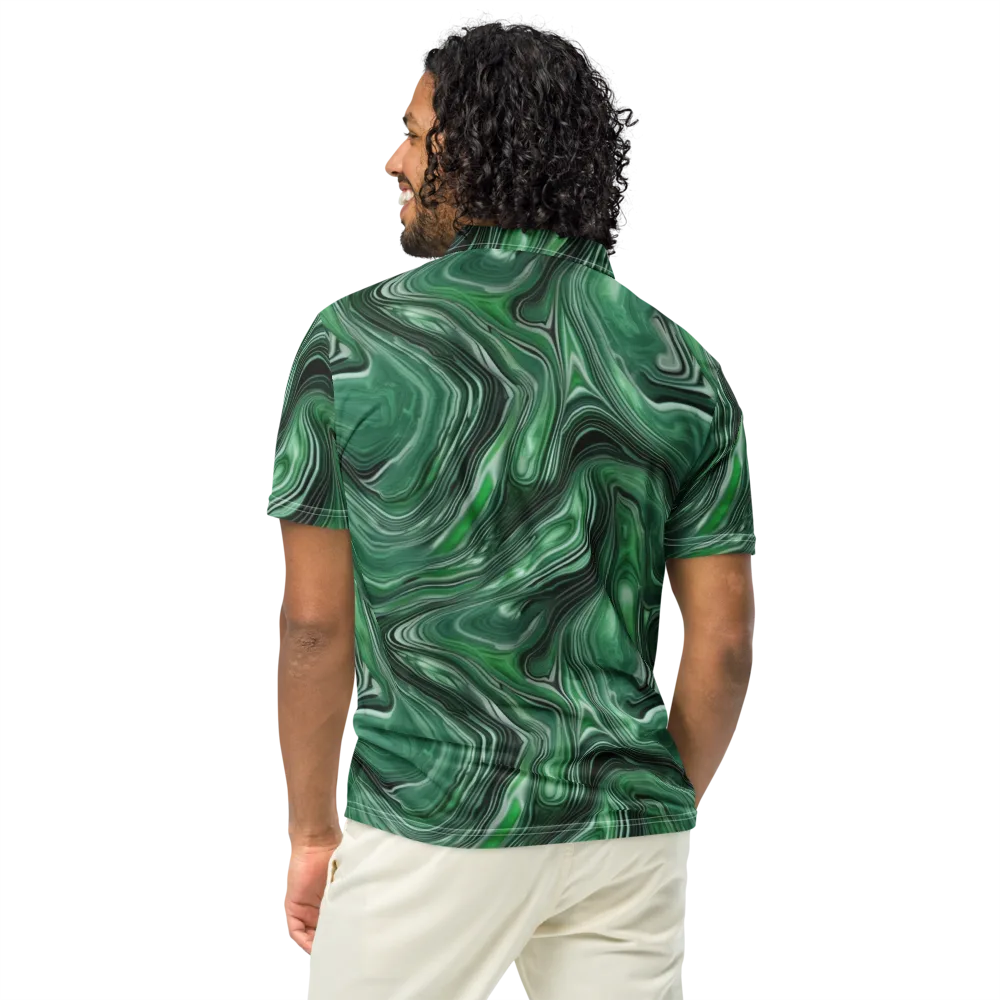 Emerald Vortex on Men's Slim Fit Polo Shirt — Back