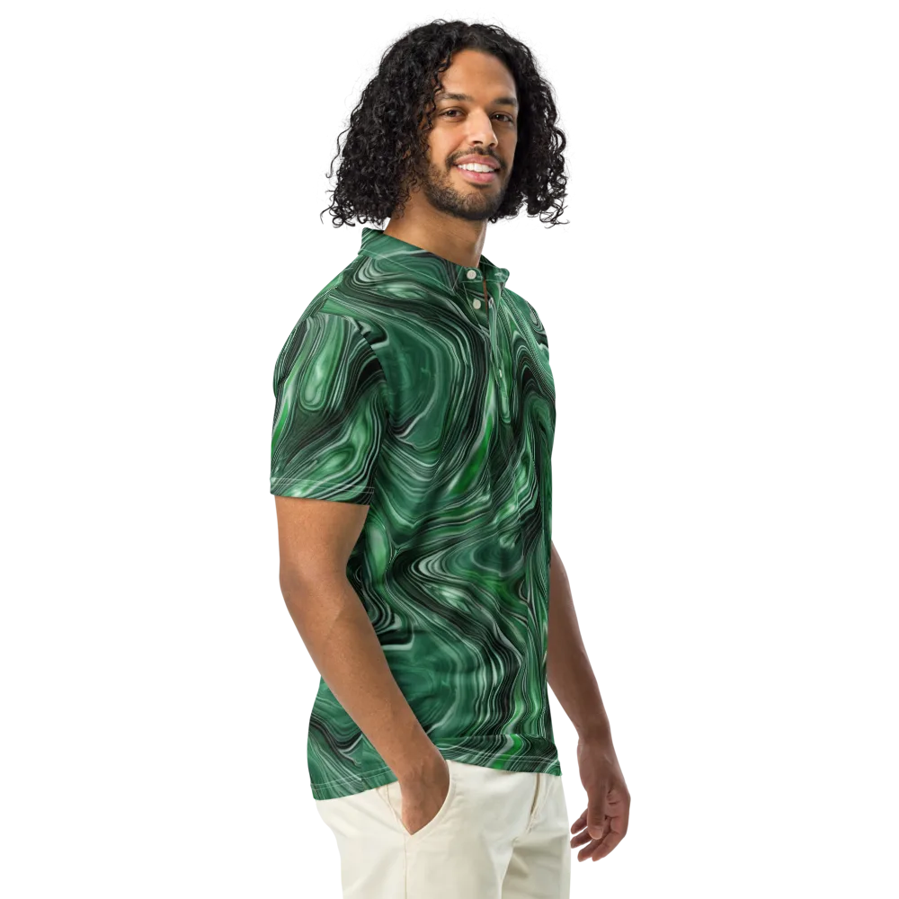 Emerald Vortex on Men's Slim Fit Polo Shirt — Right Front