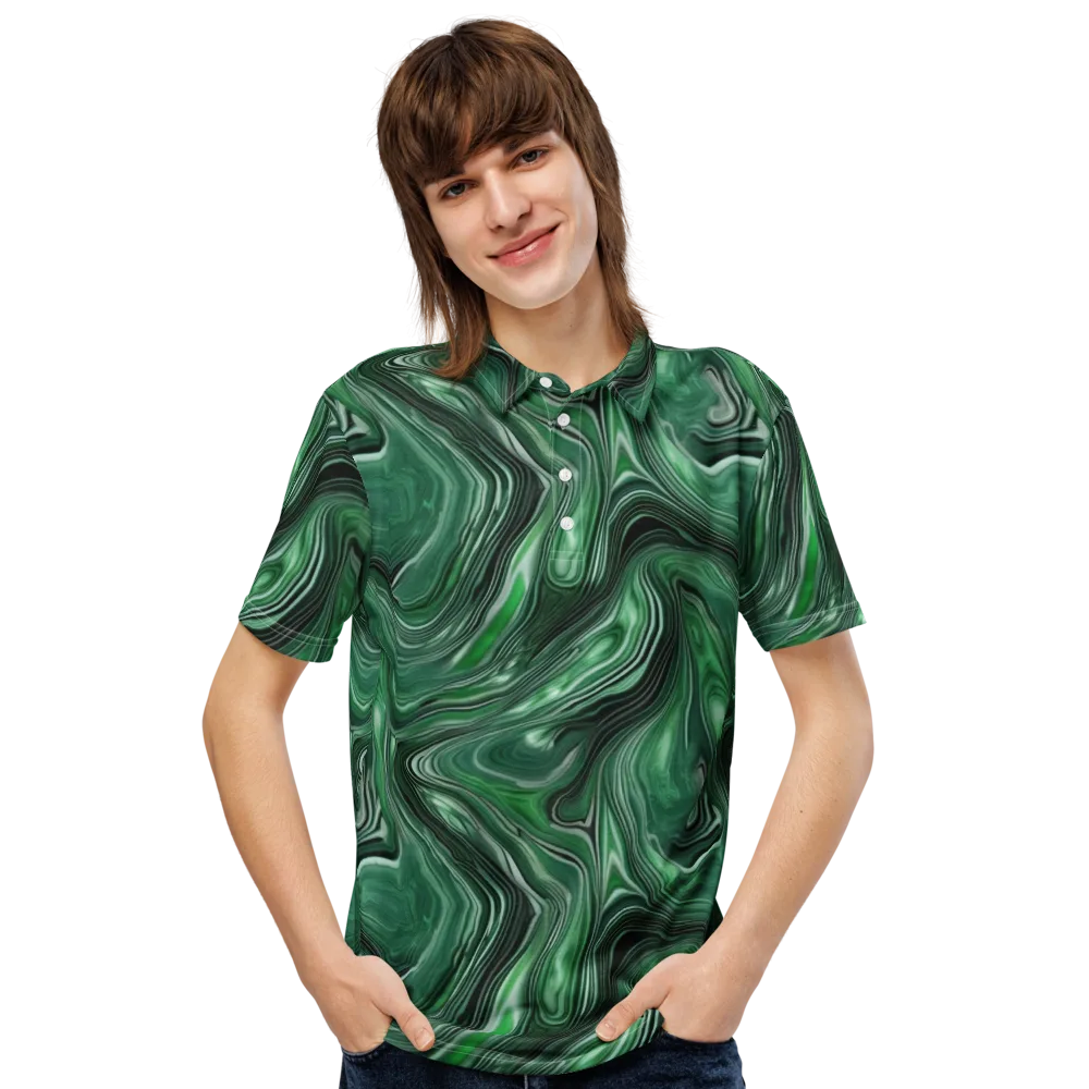 Emerald Vortex on Men's Slim Fit Polo Shirt — Front