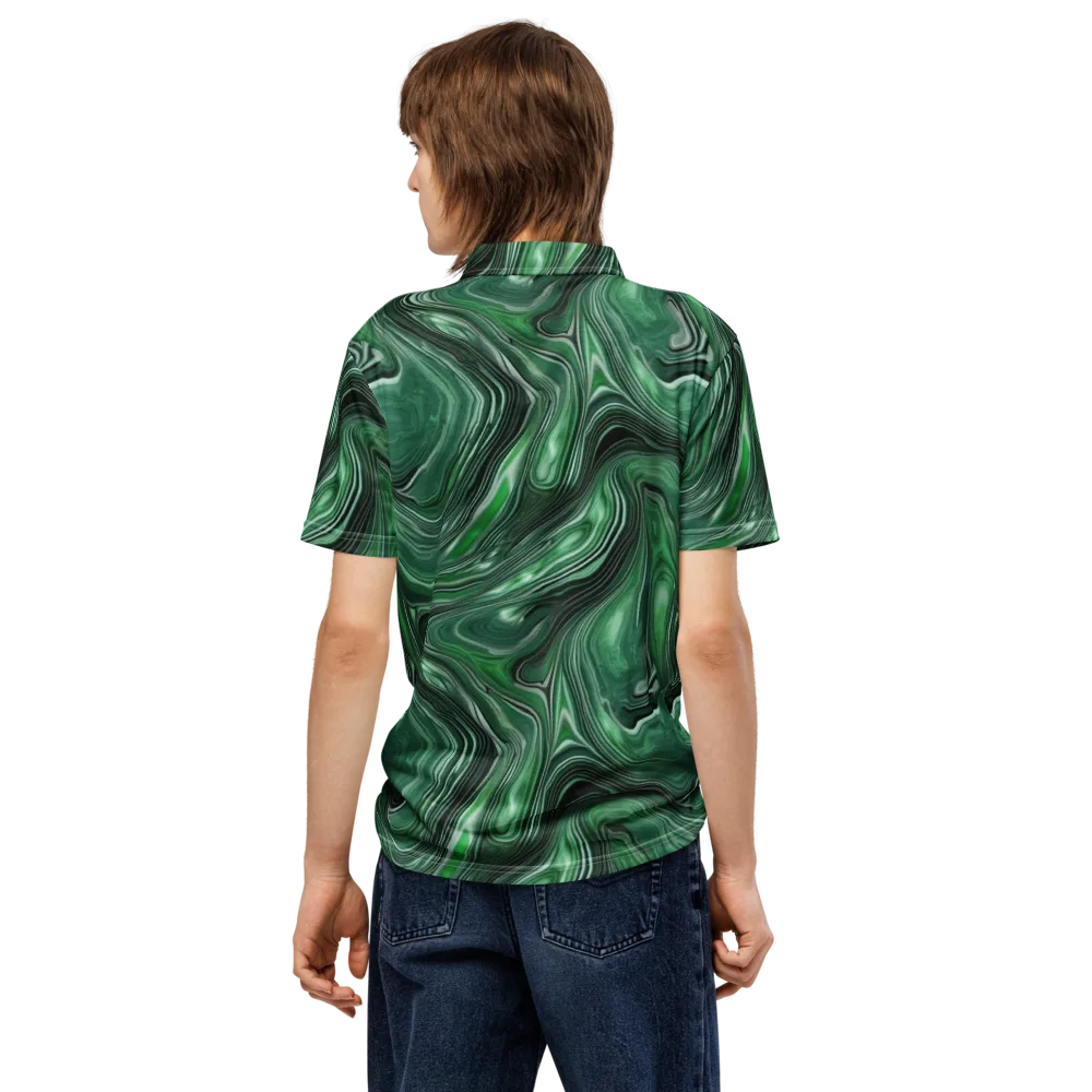 Emerald Vortex on Men's Slim Fit Polo Shirt — Back