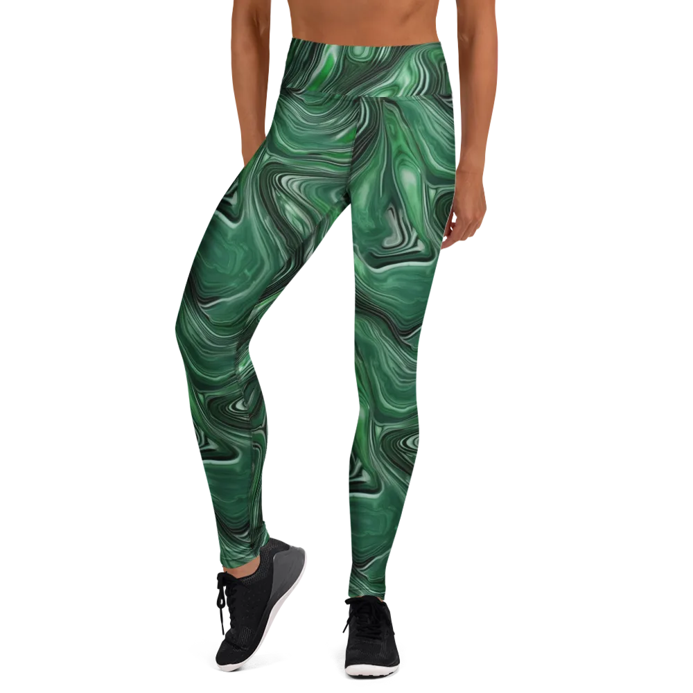 Emerald Vortex on Yoga Leggings — Front