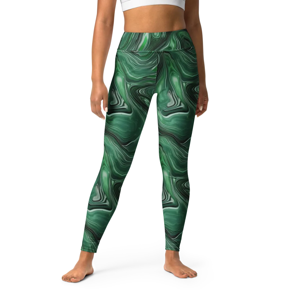 Emerald Vortex on Yoga Leggings — Front