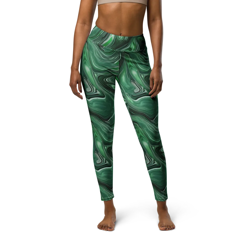Emerald Vortex on Yoga Leggings — Front