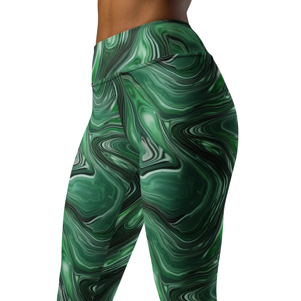 Emerald Vortex on Yoga Leggings — Left Front