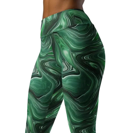 Emerald Vortex on a Yoga Leggings