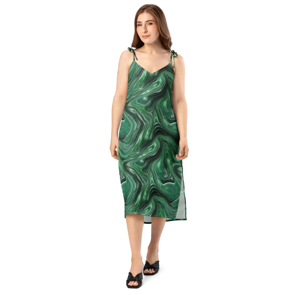 Emerald Vortex on Slip Dress — Front