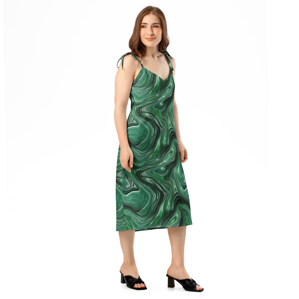 Emerald Vortex on Slip Dress — Right Front