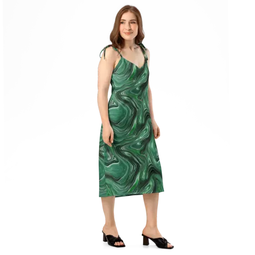 Emerald Vortex on a Slip Dress