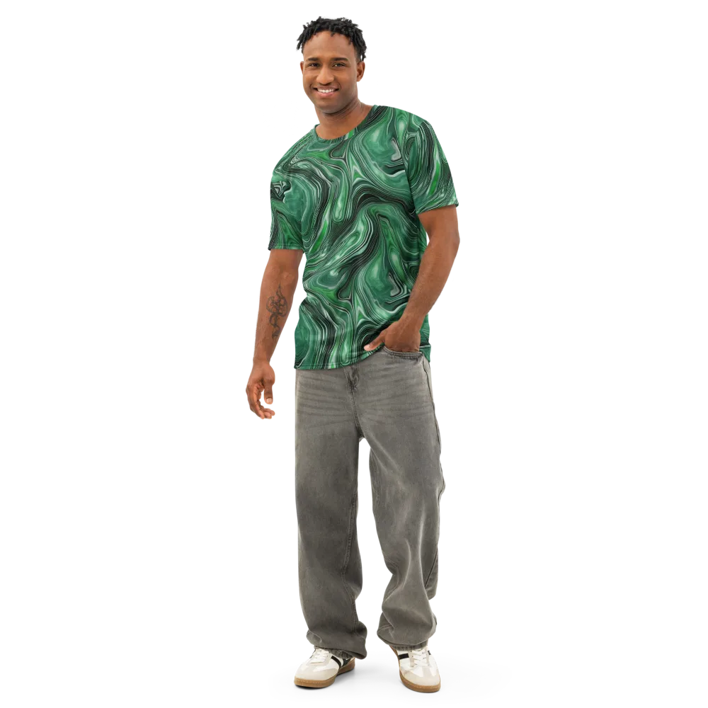 Emerald Vortex on Men's Cotton Crew Neck T-Shirt — Front