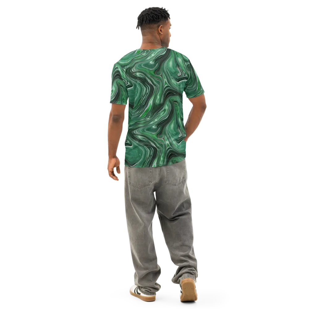 Emerald Vortex on Men's Cotton Crew Neck T-Shirt — Back