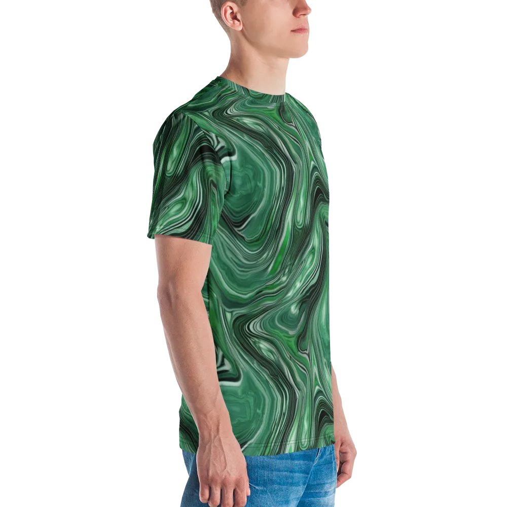 Emerald Vortex on Men's Crew Neck T-Shirt — Right