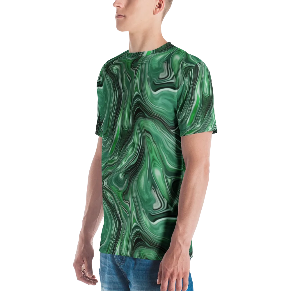 Emerald Vortex on Men's Crew Neck T-Shirt — Left