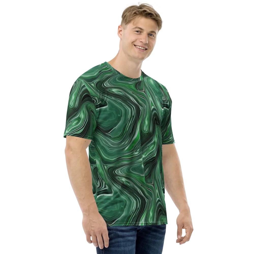Emerald Vortex on Men's Crew Neck T-Shirt — Right