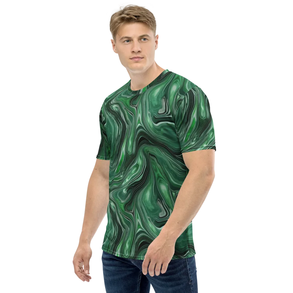 Emerald Vortex on Men's Crew Neck T-Shirt — Left