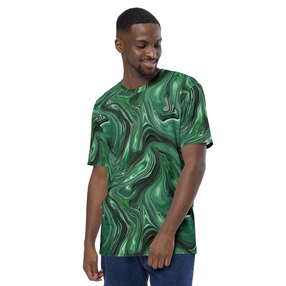 Emerald Vortex on Men's Crew Neck T-Shirt — Left