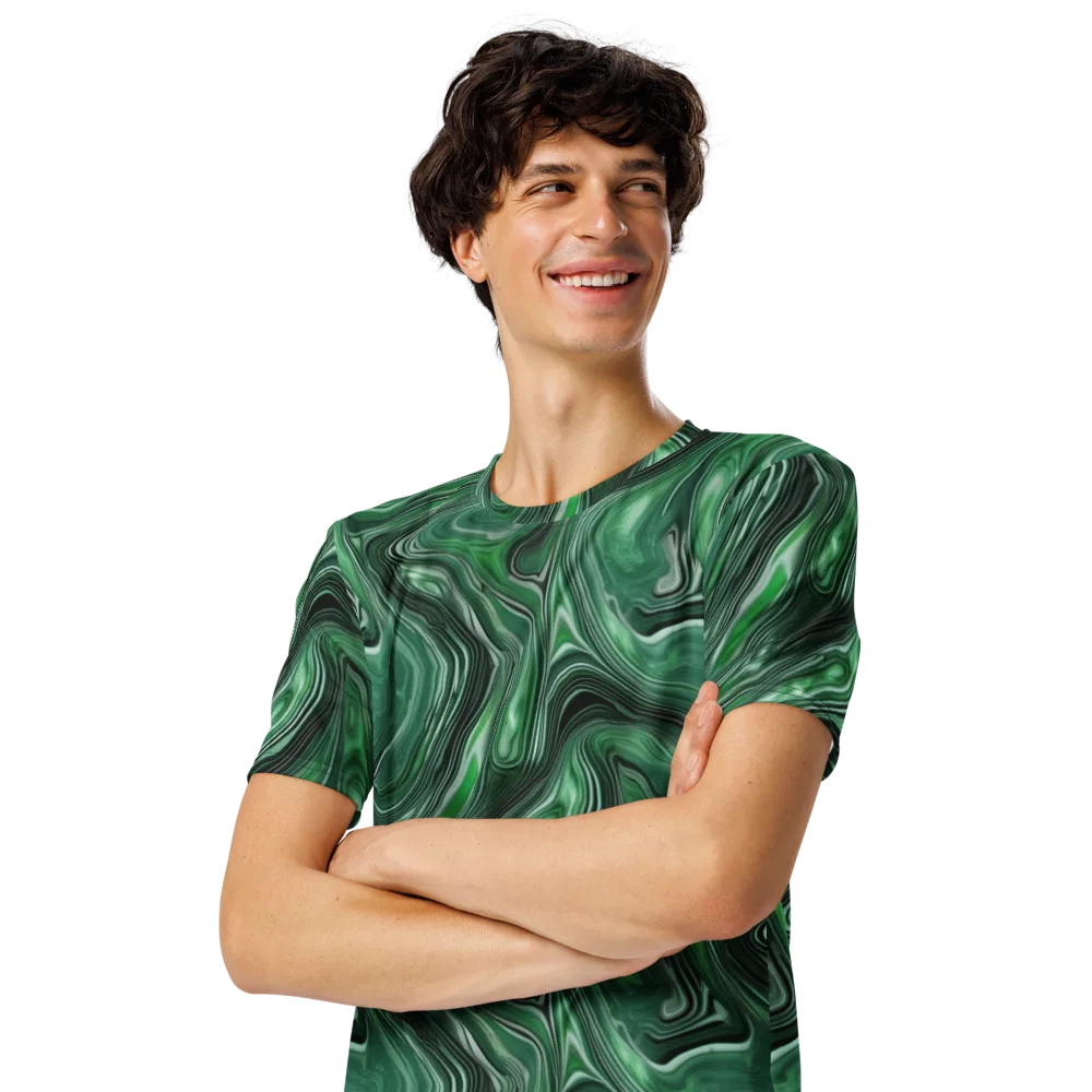 Emerald Vortex on Men's Crew Neck T-Shirt — Left Front
