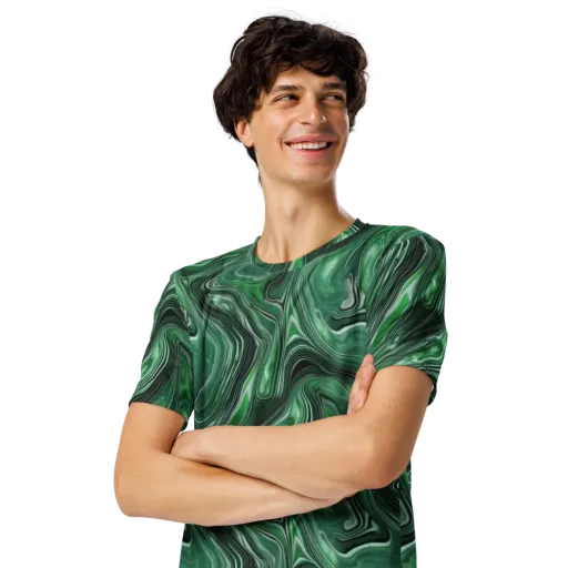 Emerald Vortex on a Men's Crew Neck T-Shirt