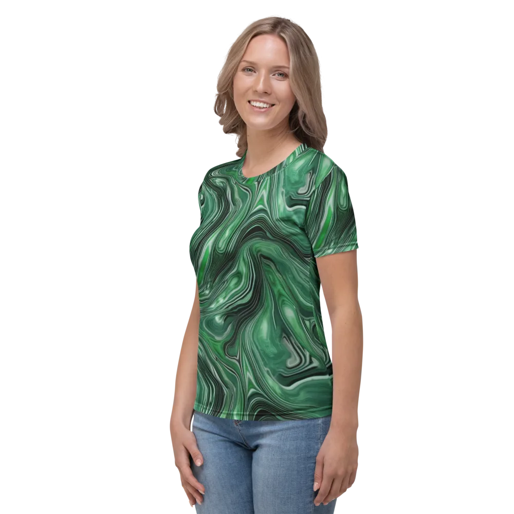 Emerald Vortex on Women's Crew Neck T-Shirt — Left