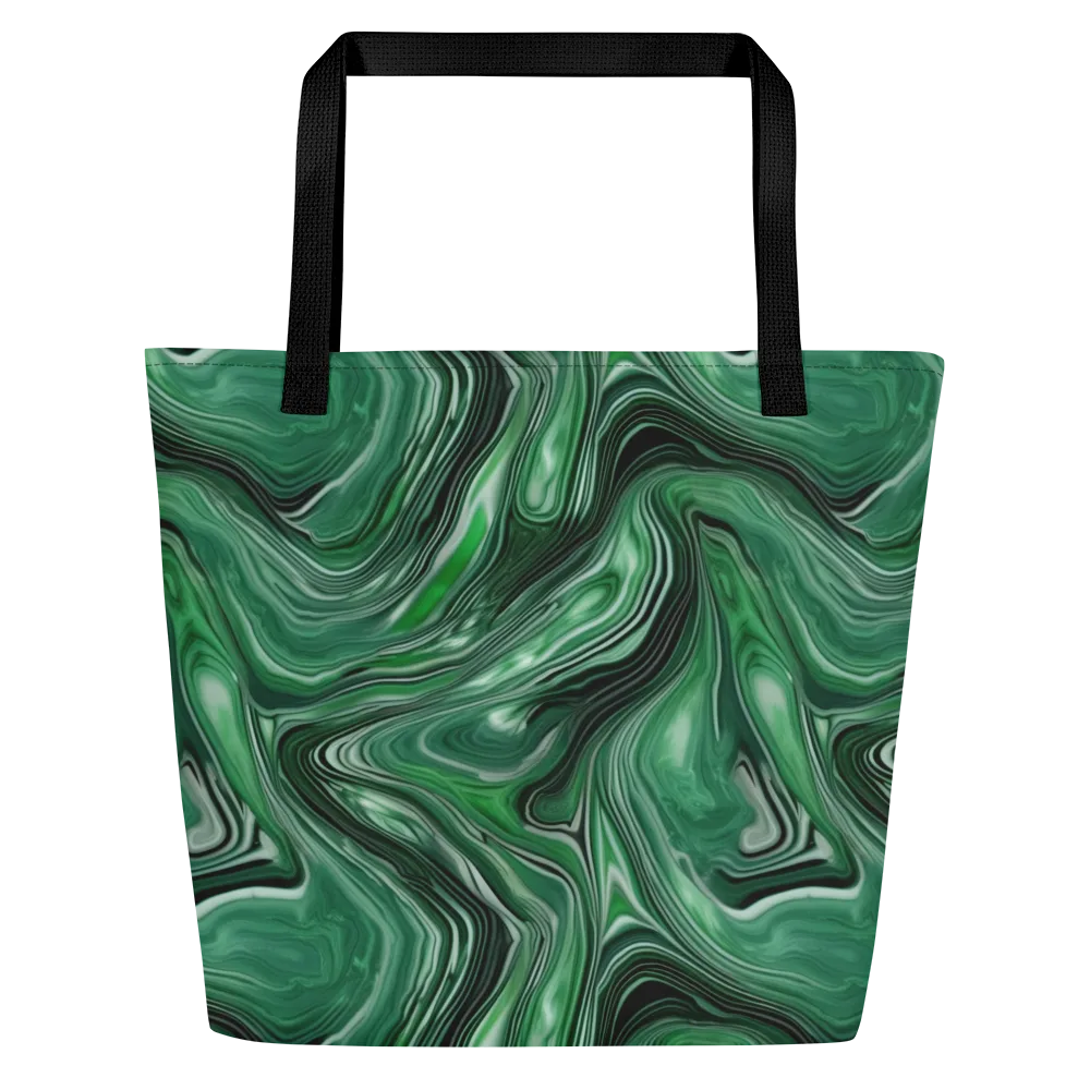 Emerald Vortex on Large Tote Bag W/ Pocket — Front