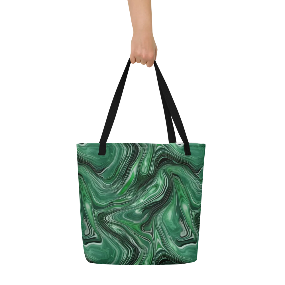 Emerald Vortex on Large Tote Bag W/ Pocket — Front